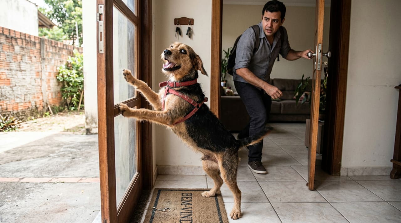 Os cães são afetuosos e, por isso, é esperado que demonstrem contentamento quando o tutor volta para casa.