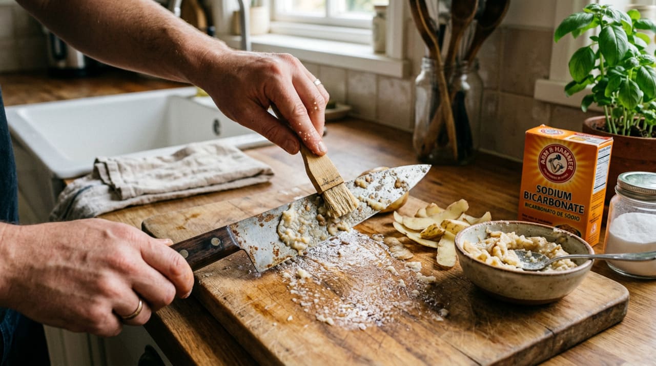 A mistura de cascas de batata com bicarbonato de sódio funciona bem em uma variedade ampla de objetos