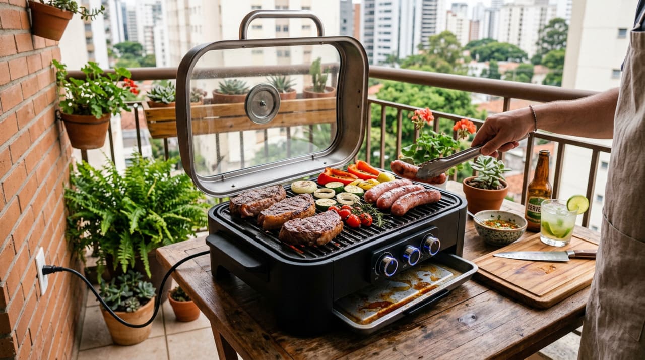 O kamado elétrico é uma churrasqueira com formato de ovo