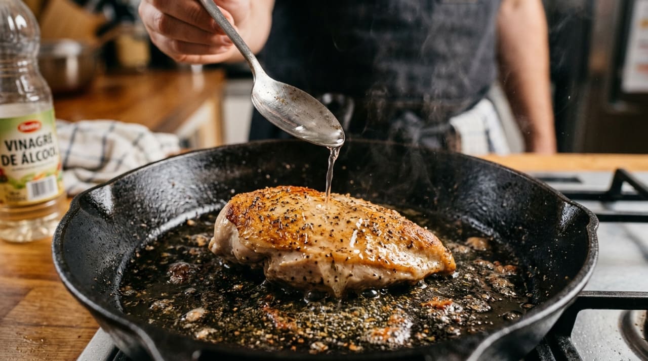 O impacto do vinagre na preparação do peito de frango vai além da textura e do sabor