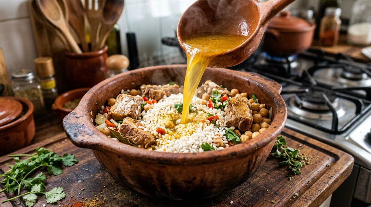 A resposta está na lógica básica da culinária: o arroz absorve o líquido em que cozinha, e esse líquido define completamente o sabor final do prato