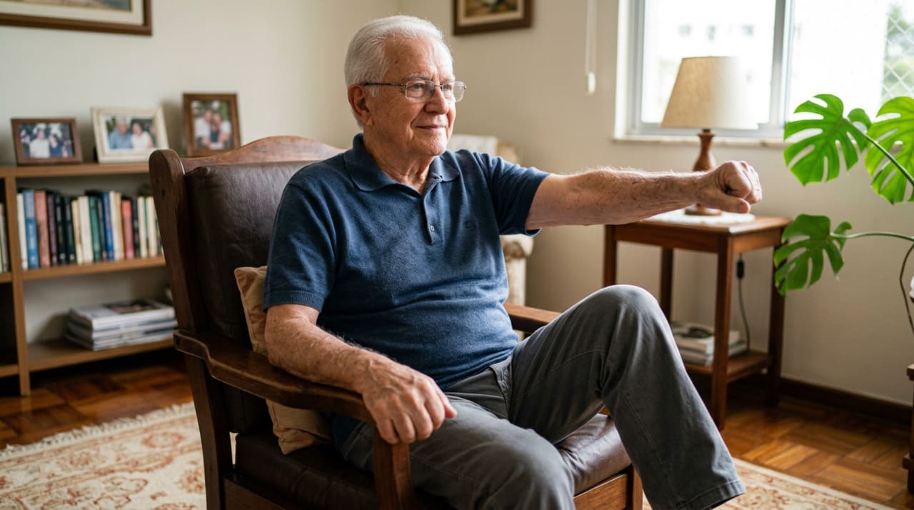 O caminhar sentado é um movimento que simula a marcha natural enquanto a pessoa permanece apoiada em uma cadeira estável