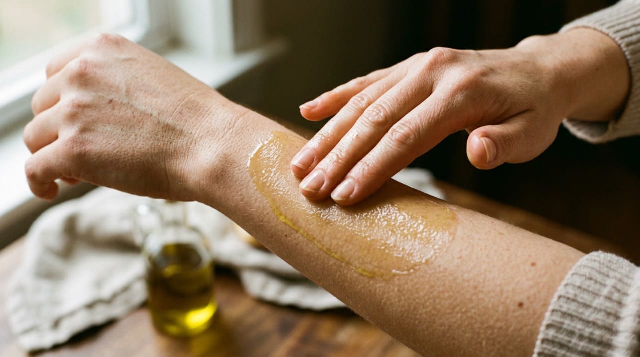 O azeite de oliva é conhecido por sua alta concentração de vitamina E e antioxidantes, que combatem os radicais livres responsáveis pelo envelhecimento precoce da pele