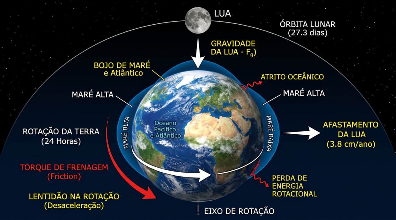 A desaceleração da rotação da Terra ocorre em uma escala de tempo que ultrapassa completamente qualquer referência humana.