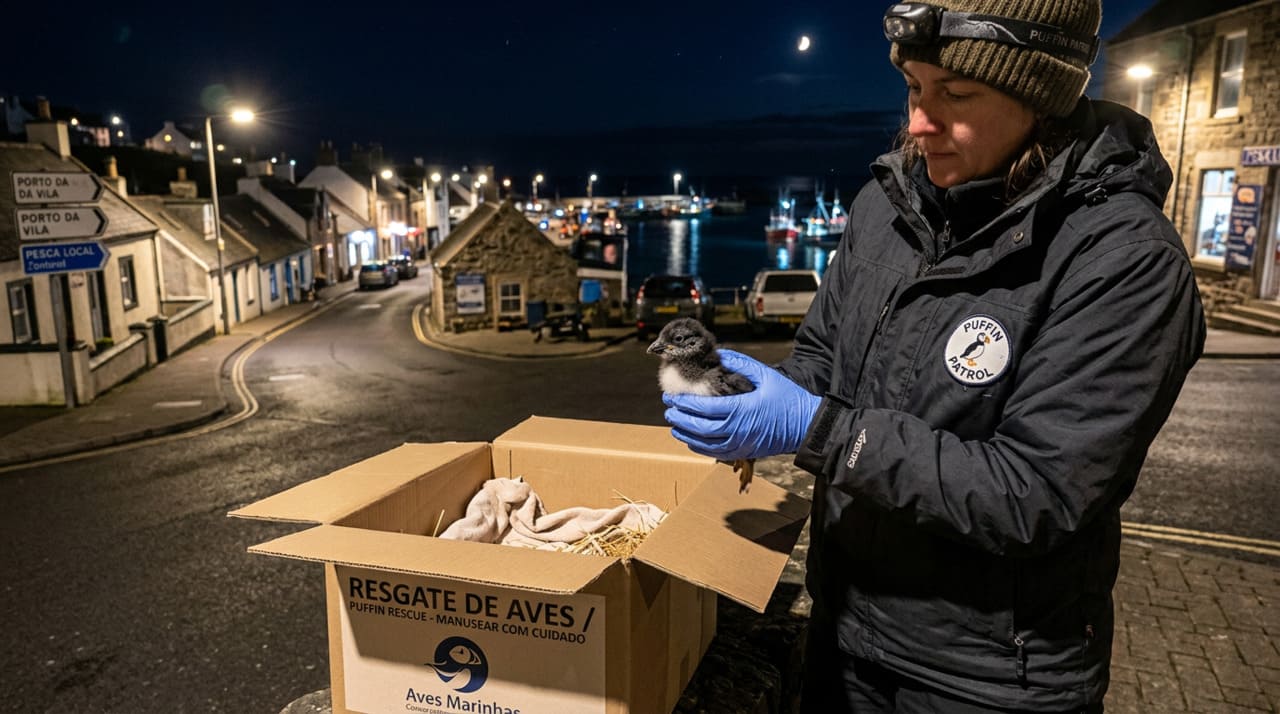 O papagaio-do-mar, ou puffin atlântico, é uma das aves marinhas mais simbólicas do planeta, conhecida pelo bico colorido e pela vida em falésias.