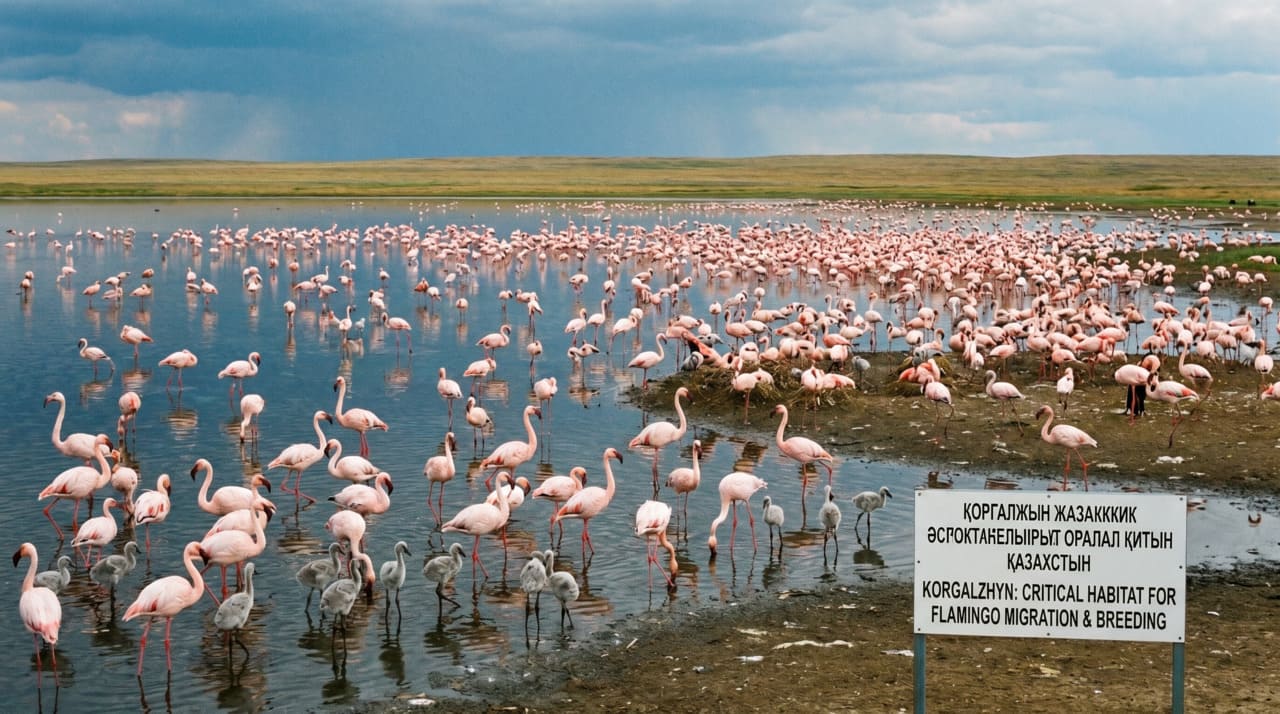O reconhecimento internacional do Korgalzhyn State Nature Reserve não se limita aos flamingos rosados.