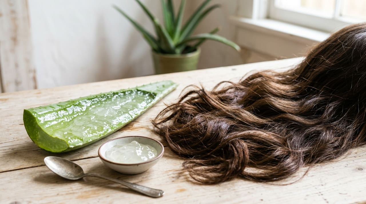 Entre os benefícios mais citados da babosa estão a hidratação intensa, a sensação de refrescância no couro cabeludo e a possível melhora da elasticidade dos fios