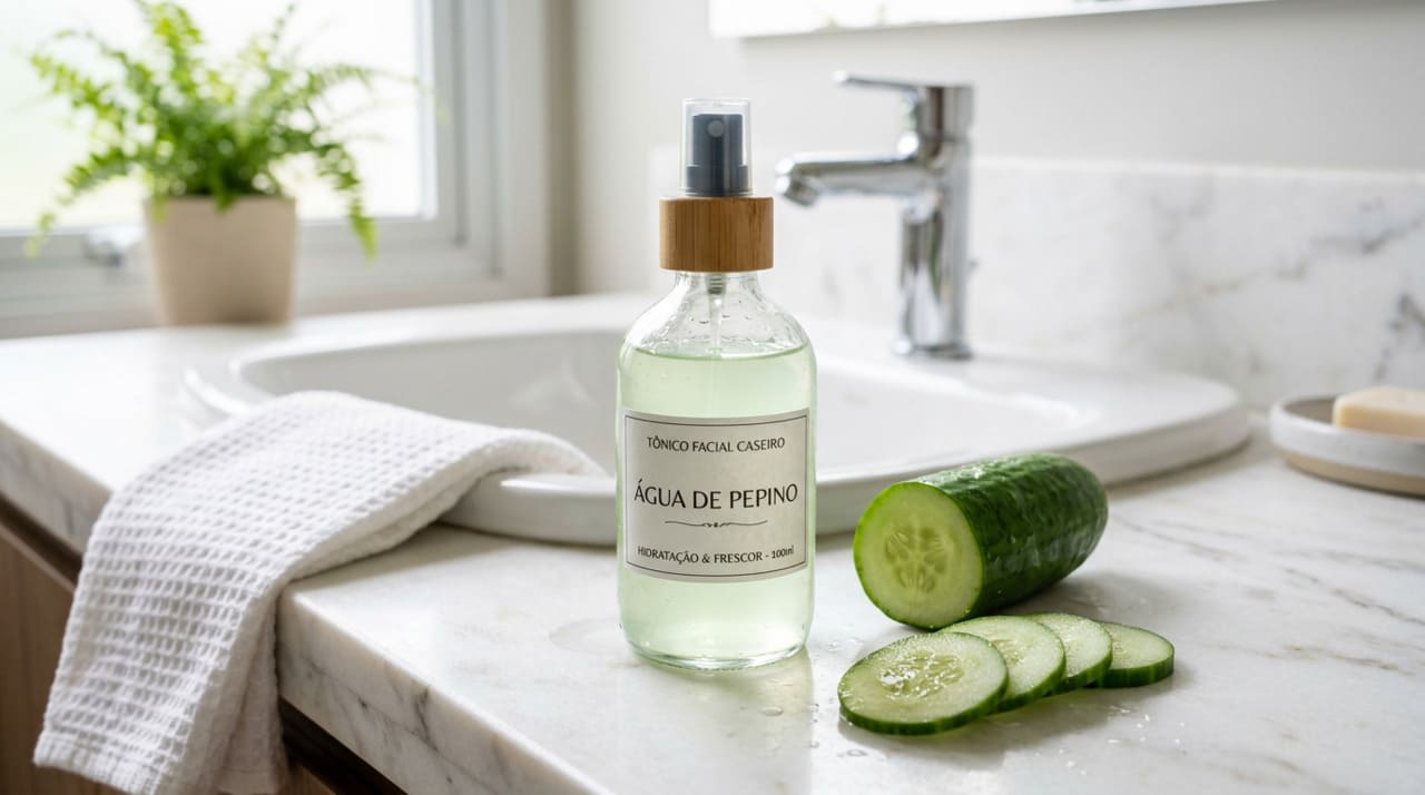 A água de pepino é um tônico líquido feito a partir do próprio pepino fresco