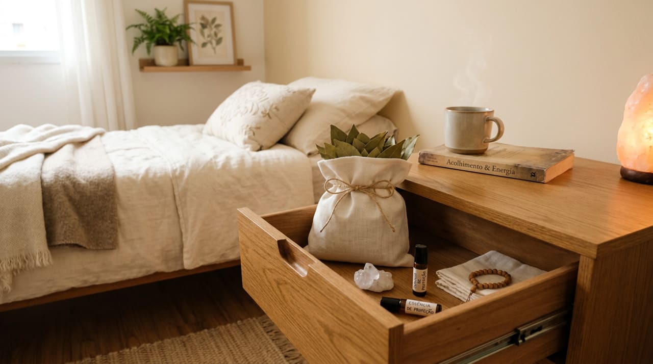 A prática de manter folhas de louro na gaveta da mesa de cabeceira é associada à limpeza energética