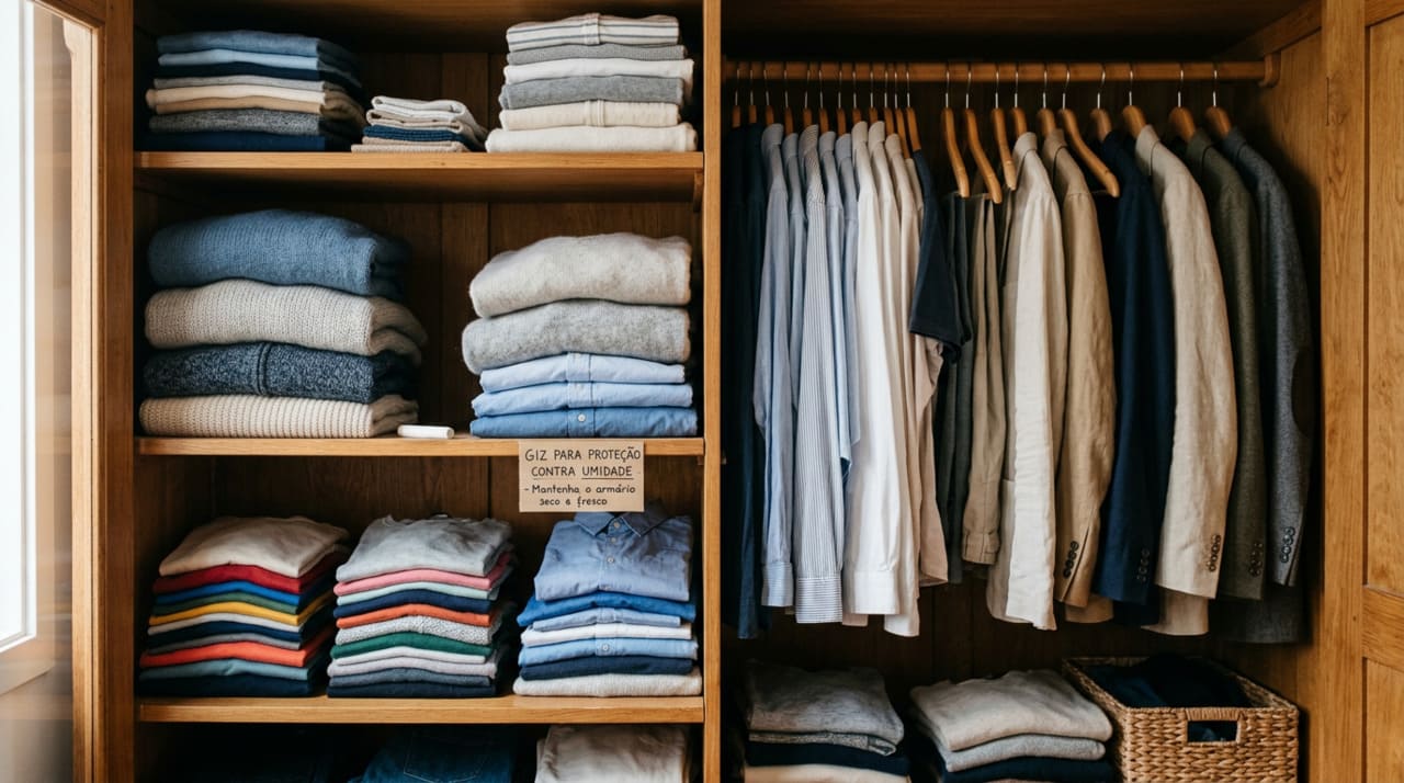 O giz de lousa possui propriedades higroscópicas naturais que permitem a absorção eficiente do excesso de água presente no ar dentro de compartimentos fechados.