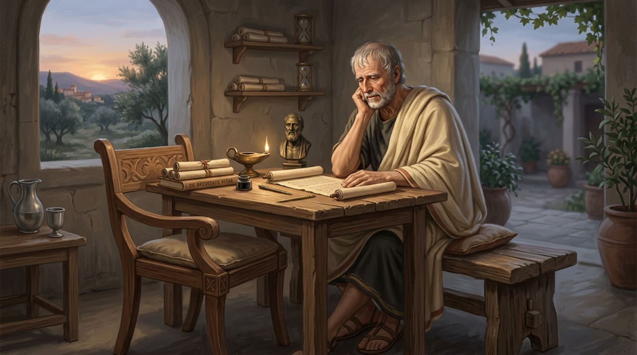 Para o pensador romano, o tempo é o único bem que não podemos recuperar e por isso deve ser tratado com o máximo de respeito e cuidado em nossa vida diária