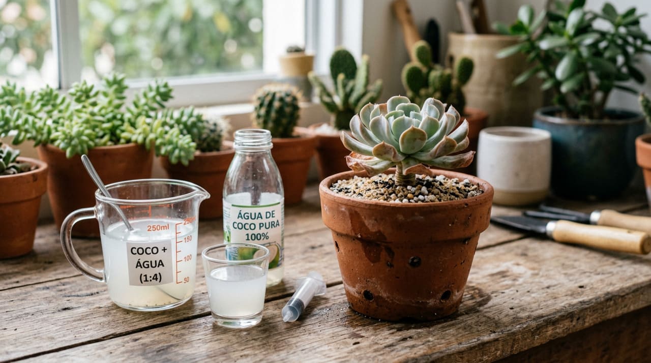 A água de coco costuma despertar interesse entre quem cultiva plantas por ser vista como uma alternativa caseira de hidratação leve.