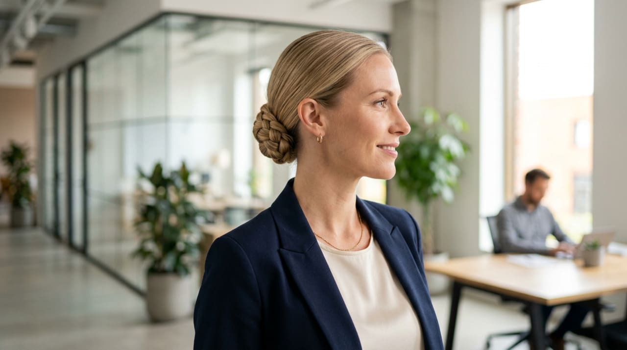 O coque baixo trançado consiste em um penteado no qual os fios são trançados e, em seguida, enrolados em forma de coque próximo à nuca