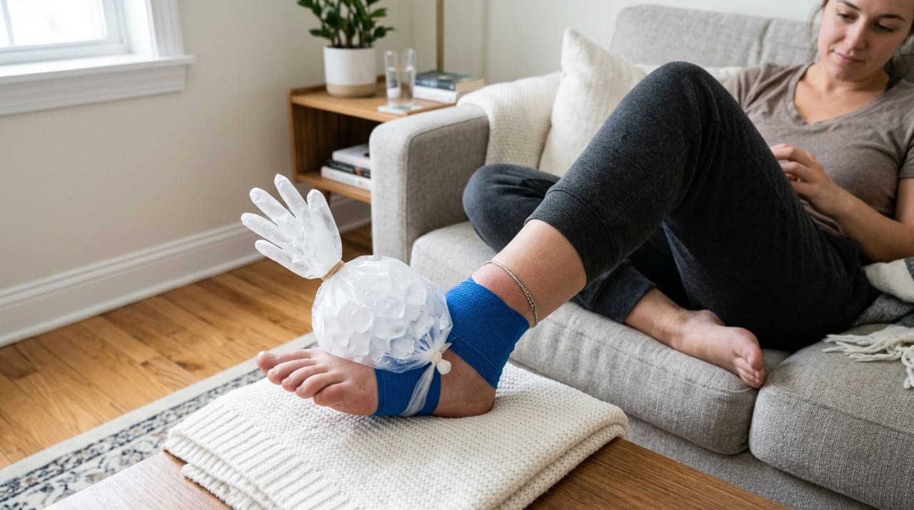 Uma forma prática de reutilizar luvas plásticas é como bolsa de gelo improvisada, criando um tipo de ice pack caseiro.