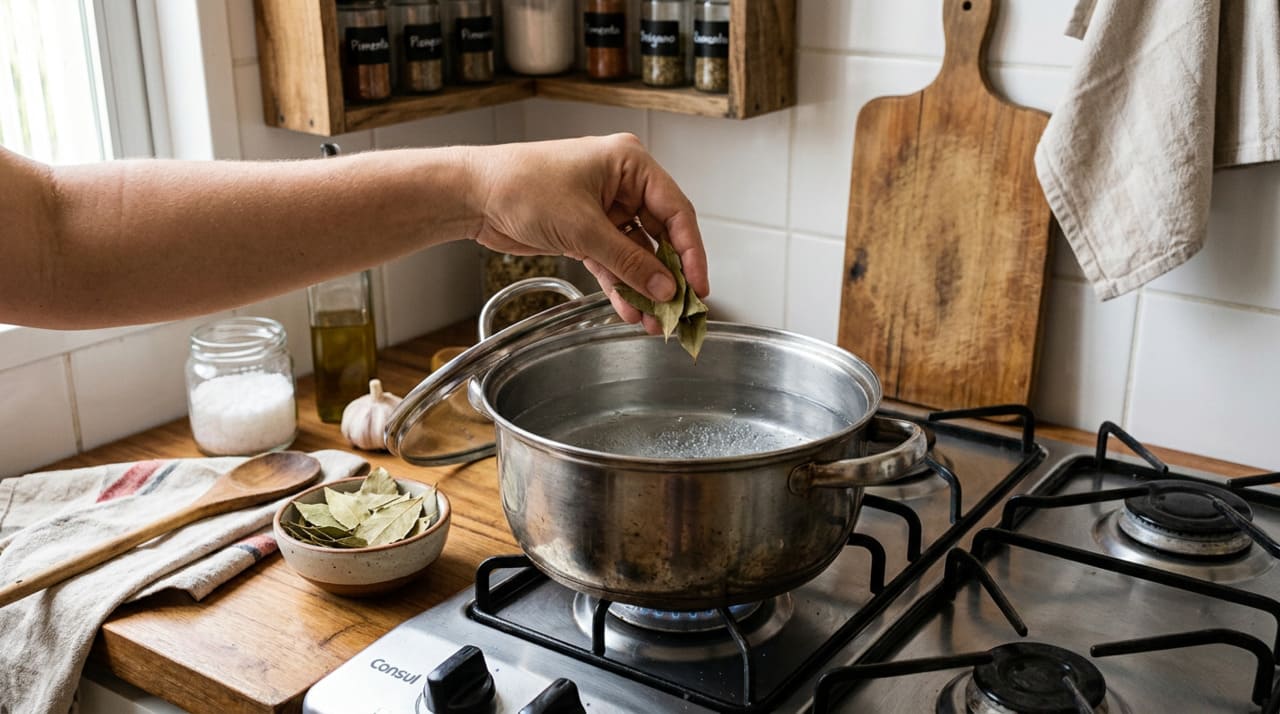 Ferver folhas de louro em casa é mais associado ao aroma e à sensação de conforto do que a um efeito comprovado de limpeza do ar