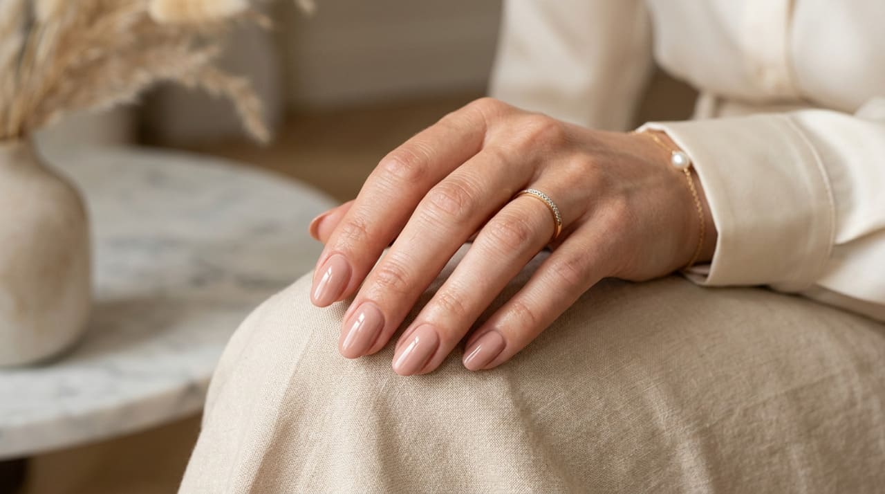 O esmalte nude rosado mistura a delicadeza do rosa com a neutralidade do bege, criando uma cor que combina com diferentes estilos e rotinas.
