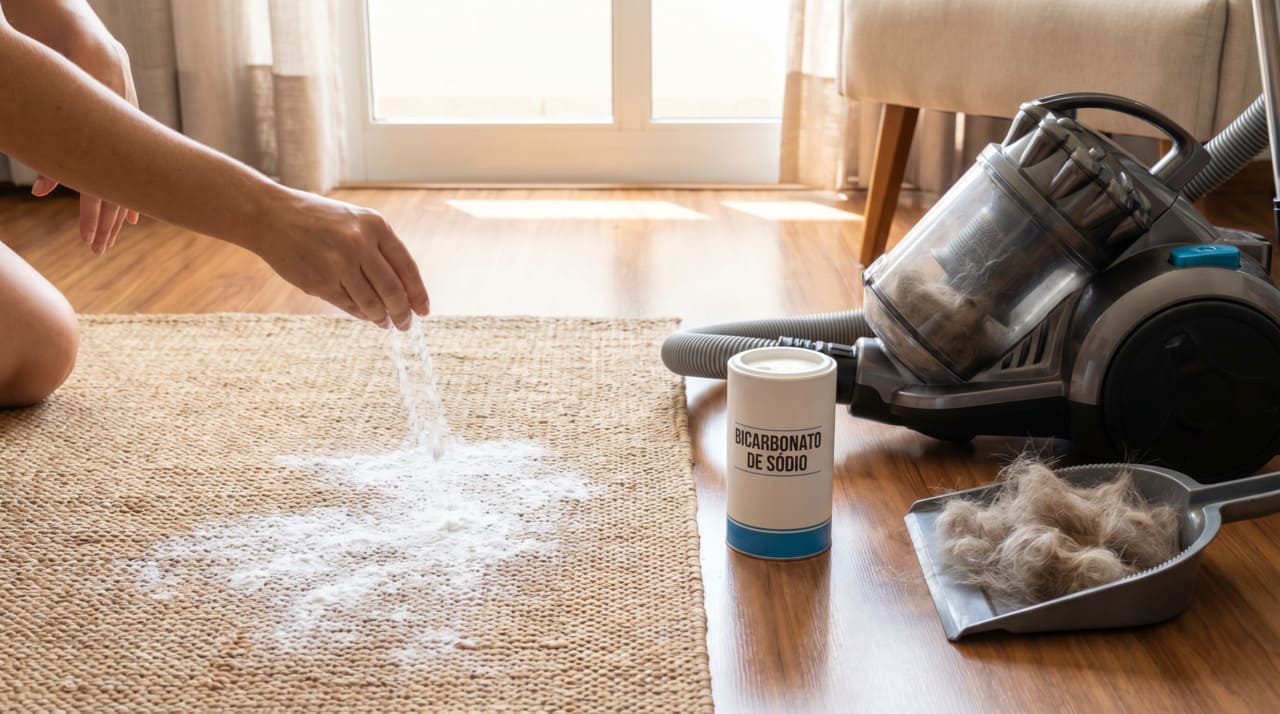 O bicarbonato de sódio age como neutralizador de odores, reagindo com substâncias ácidas e básicas presentes nas moléculas responsáveis pelo cheiro de cachorro e gato.