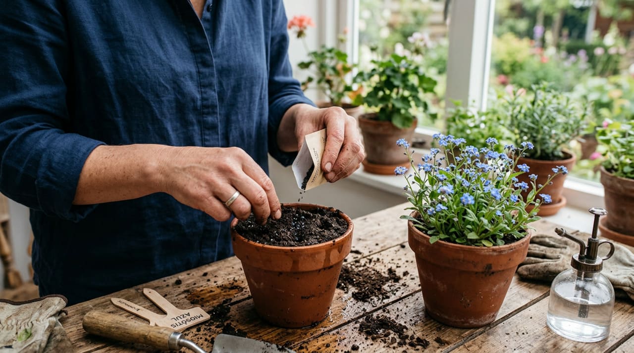 O miosótis é uma planta perene de pequeno porte que, dependendo do clima, pode se comportar como anual ou bienal.