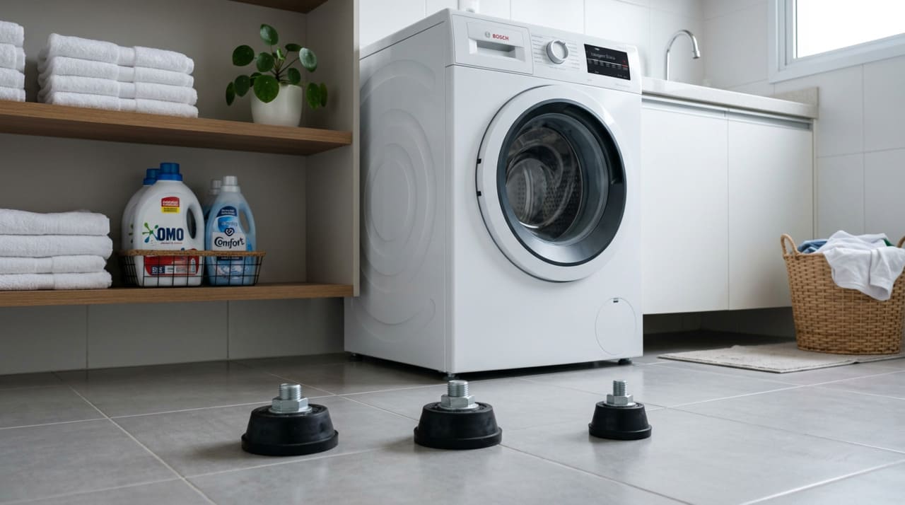 Para evitar que o motor sofra um desgaste prematuro, é necessário que a base esteja perfeitamente alinhada com a superfície do piso da lavanderia