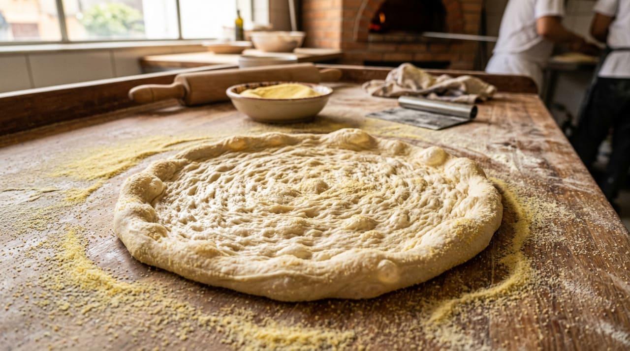 A temperatura da água gelada não é um detalhe estético na receita, é uma decisão técnica com efeito direto na estrutura da massa.