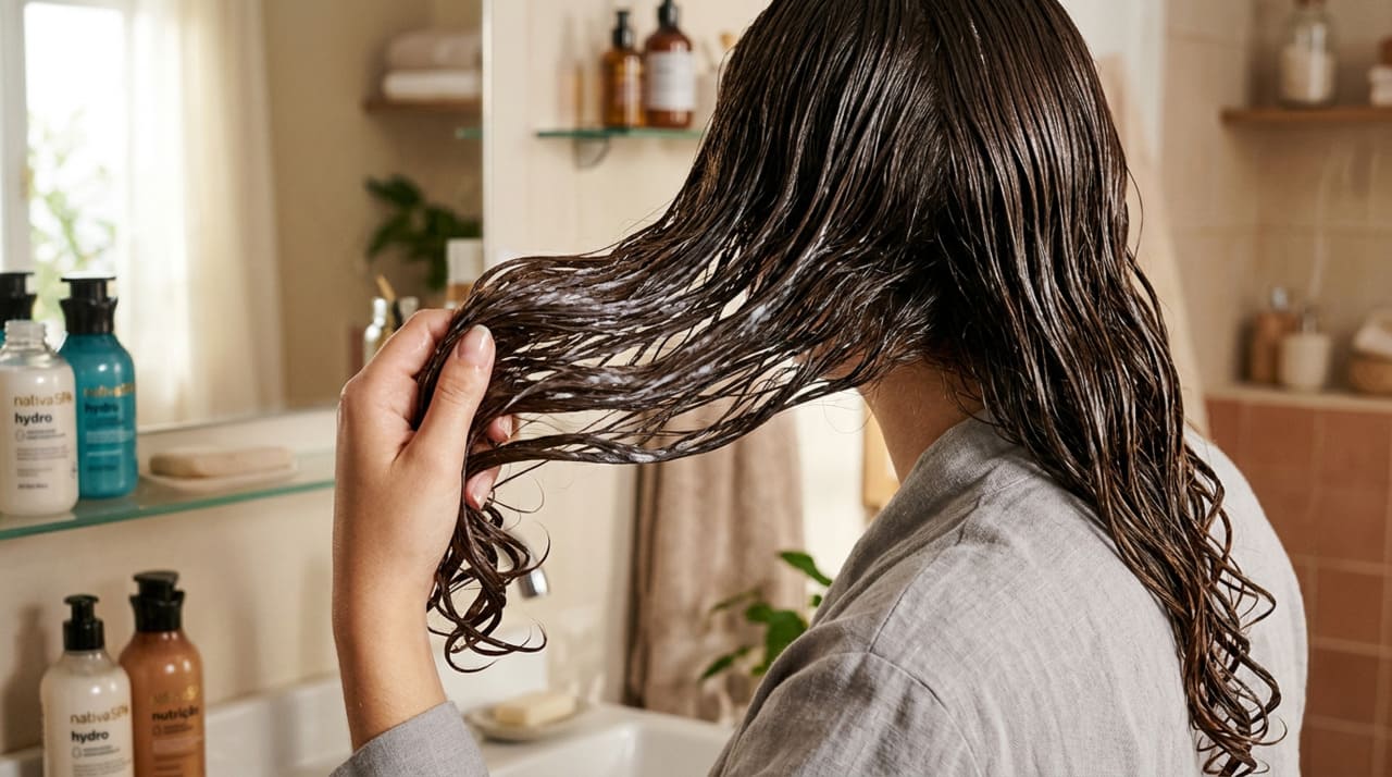 A hidratação caseira funciona como um cuidado simples para melhorar a textura e a aparência do cabelo opaco