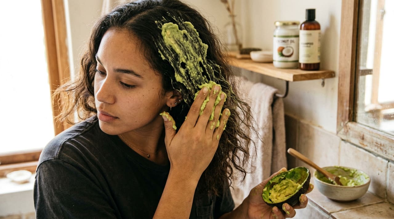 A principal finalidade do abacate amassado no cabelo é reforçar a barreira lipídica dos fios