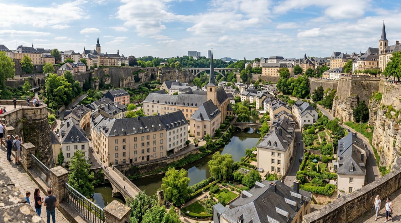 A paisagem urbana de Luxemburgo é geograficamente única na Europa