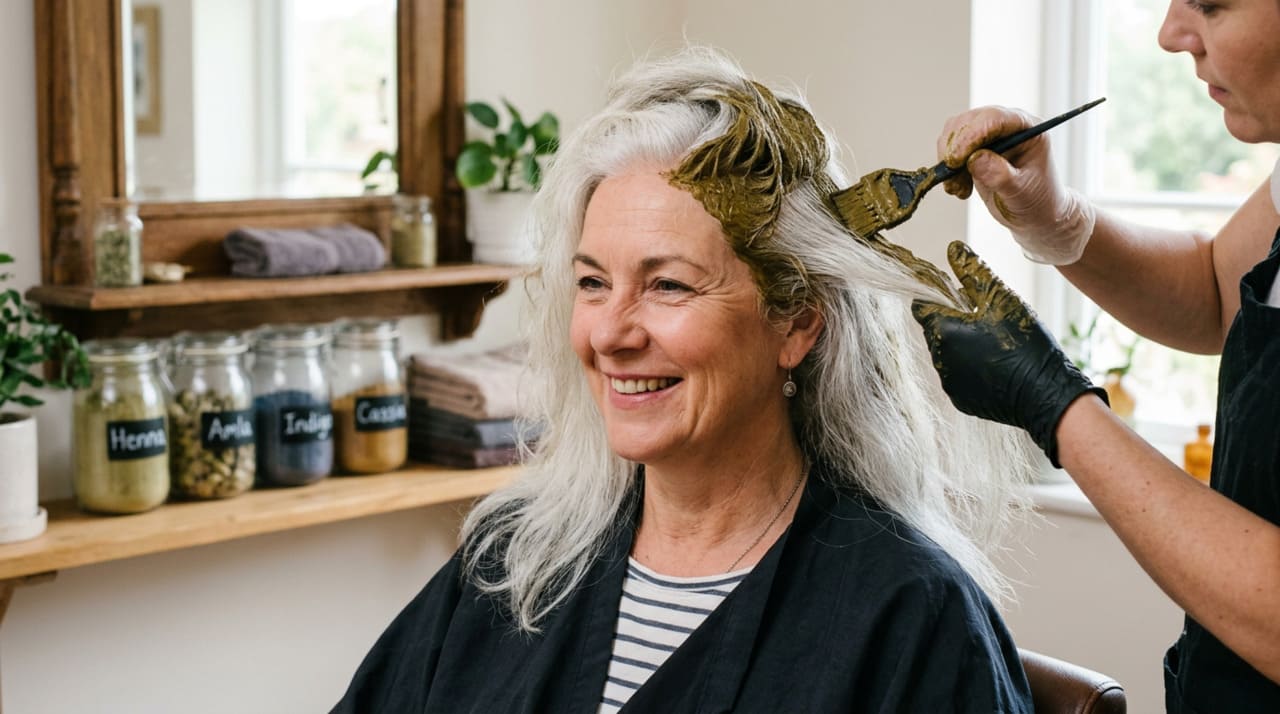 A henna se destaca entre as opções de tintura caseira porque não se limita a cobrir os cabelos brancos