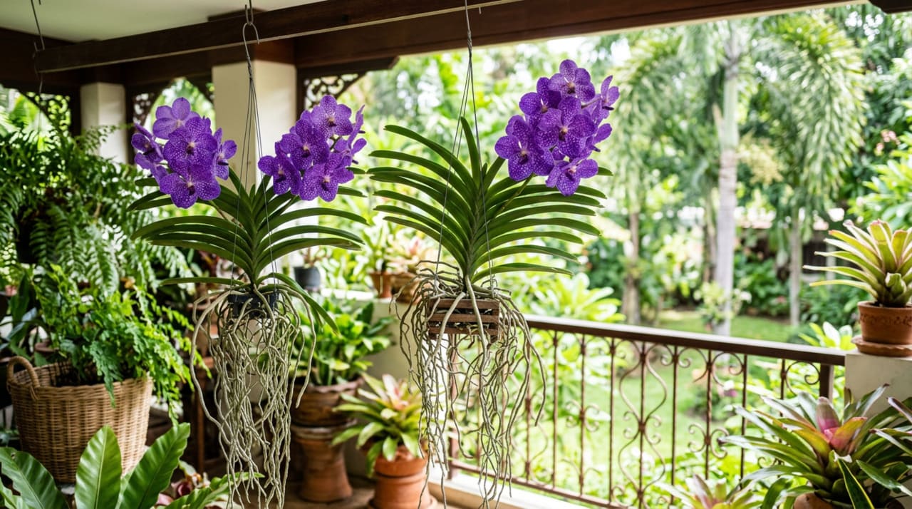Cuidar da Vanda sem substrato é totalmente possível, desde que se cuide bem de luz, água, ventilação e adubação.