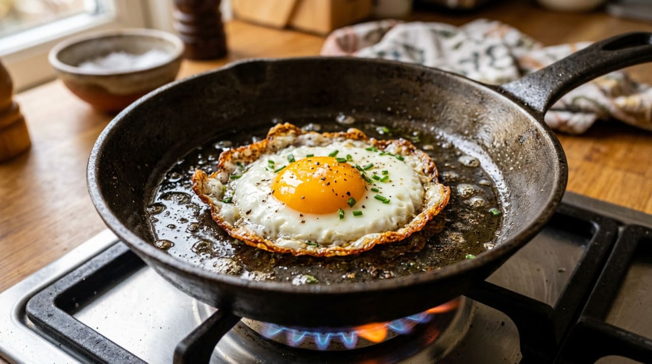 Além de evitar que o ovo grude, o sal na frigideira contribui diretamente para a textura final do prato