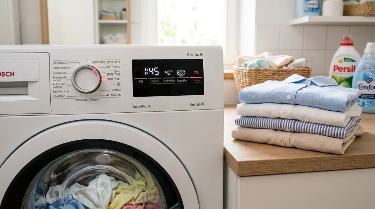 Nesse ciclo a máquina usa um pouco mais de água, movimenta as roupas com mais cuidado e a centrifugação é mais curta e, em geral, com rotação mais baixa