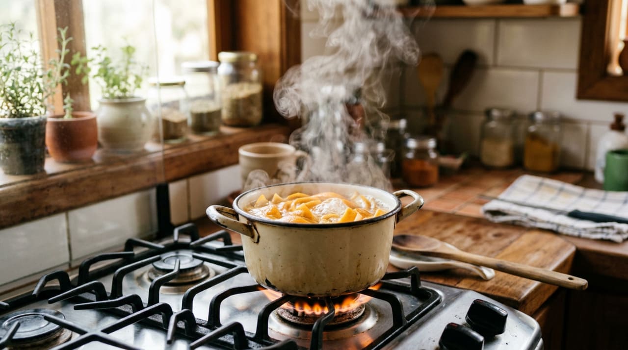 Ferver casca de laranja em casa serve principalmente para espalhar um aroma cítrico agradável pelos ambientes e melhorar a sensação de frescor no lar