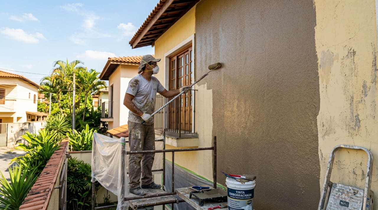 A eficiência da tinta emborrachada vem da combinação estratégica de três componentes principais