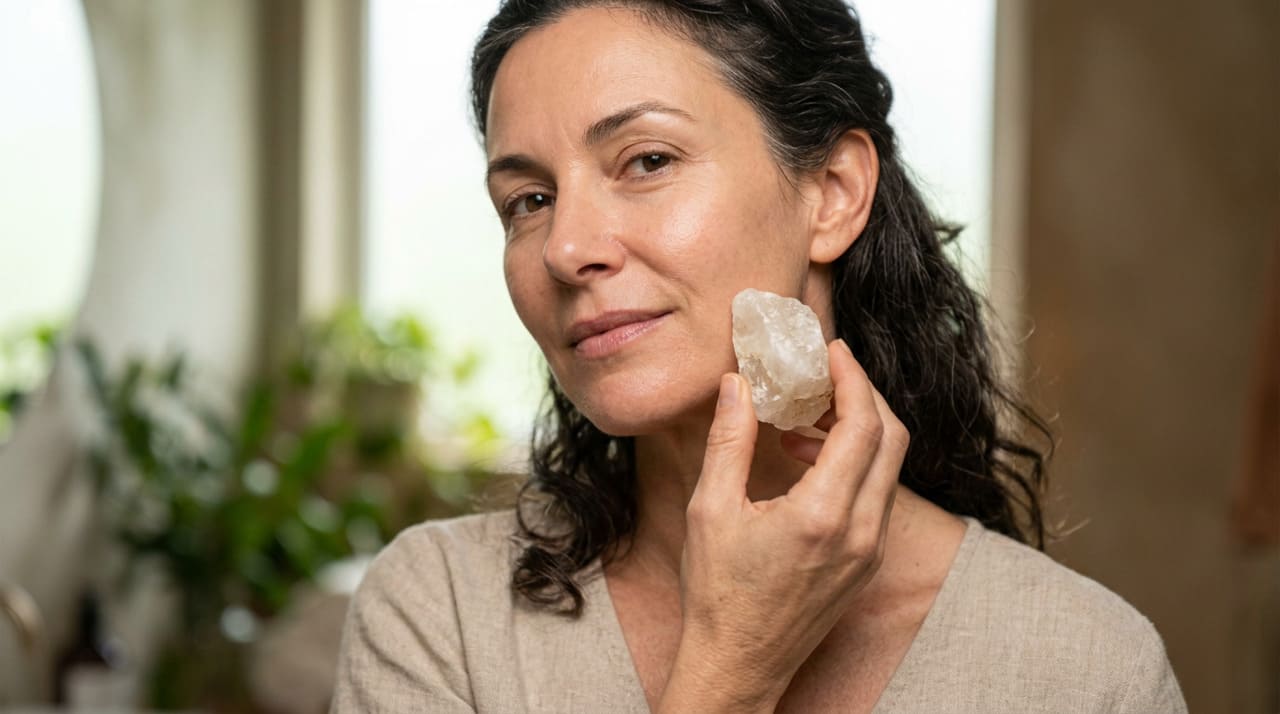 A pedra hume é um cristal composto, em geral, por sulfato duplo de alumínio e potássio