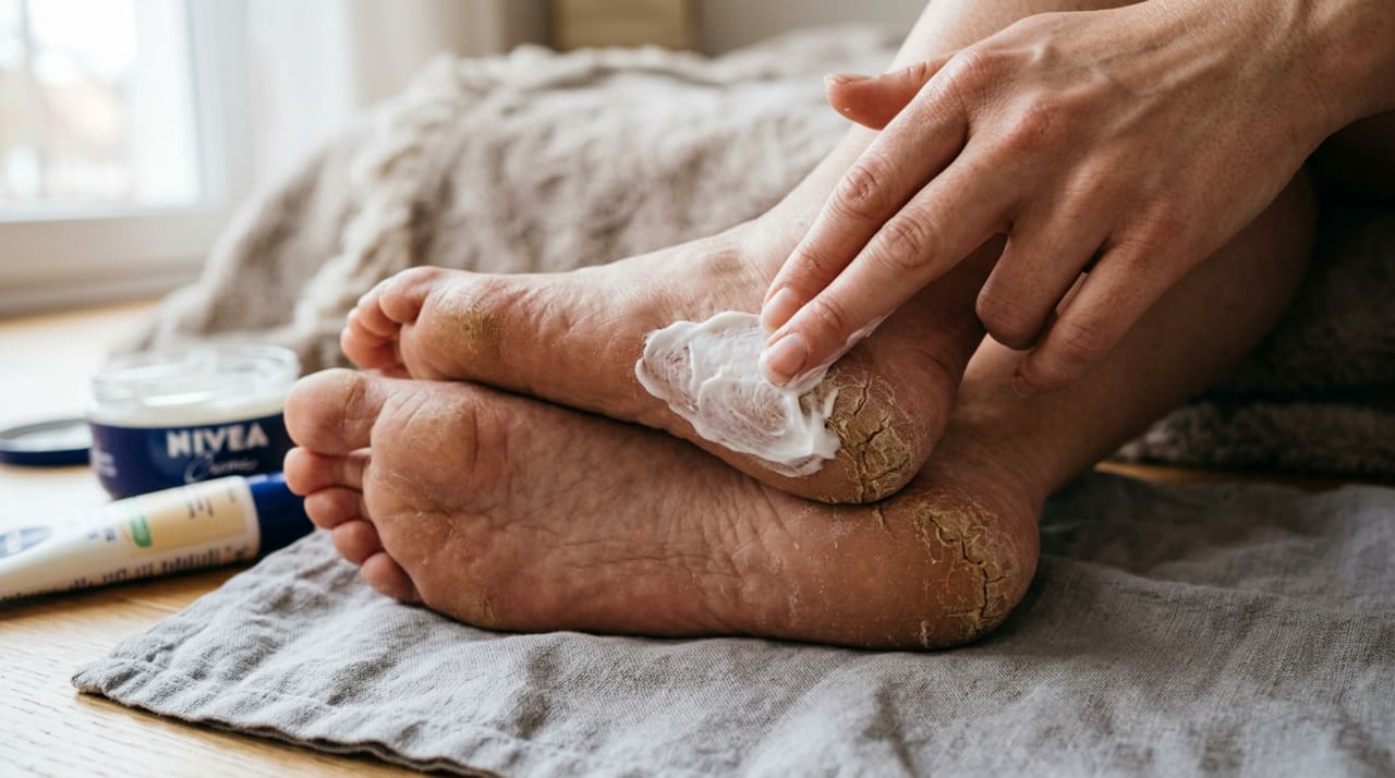 A rotina de cuidados começa com uma higienização cuidadosa, removendo todas as impurezas que se acumulam ao longo do dia na região plantar.