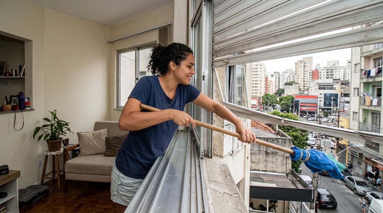 Além da aparência, manter as persianas externas limpas ajuda na durabilidade do material e na qualidade do ar dentro de casa