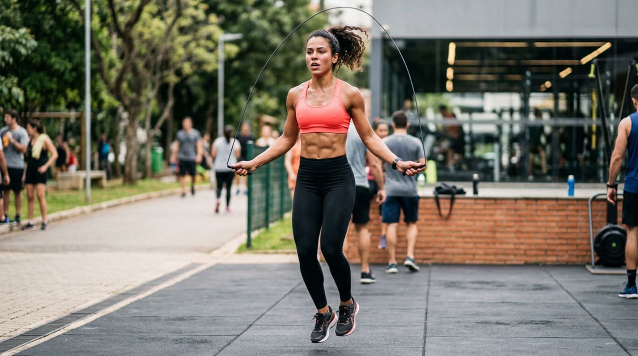 Pular corda é um exercício cardiovascular intenso que faz o corpo trabalhar de forma integrada.