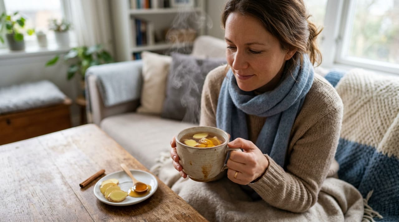 Gengibre com mel é tradicionalmente usado para aliviar dor de garganta, tosse leve e desconforto respiratório inicial