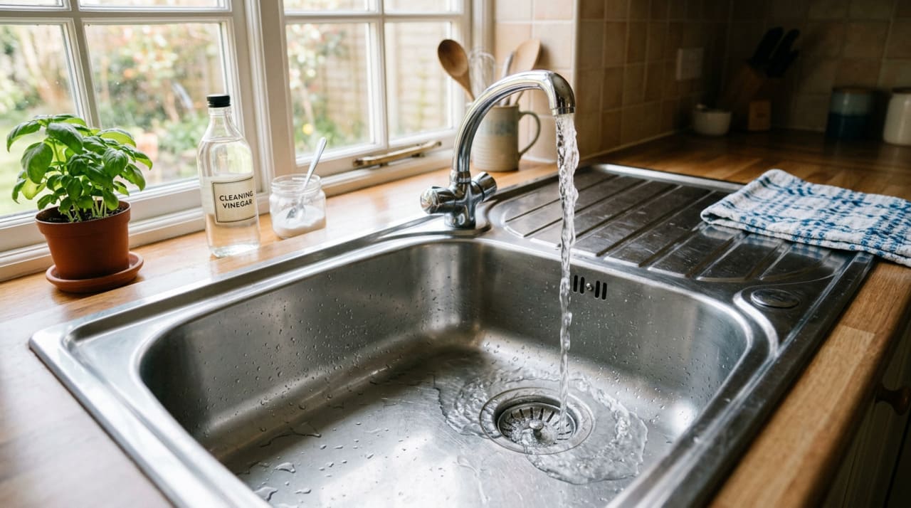 O ralo da pia da cozinha recebe resto de comida, óleo, gordura de fritura, sabão e partículas pequenas que vão formando uma crosta pegajosa dentro do cano.