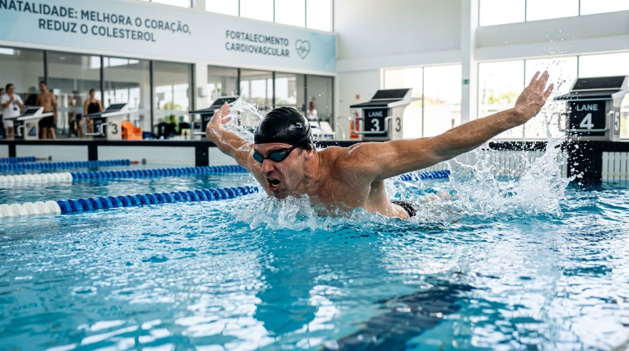 A natação é um exercício aeróbico que exige esforço contínuo e coordenado de diferentes grupos musculares.