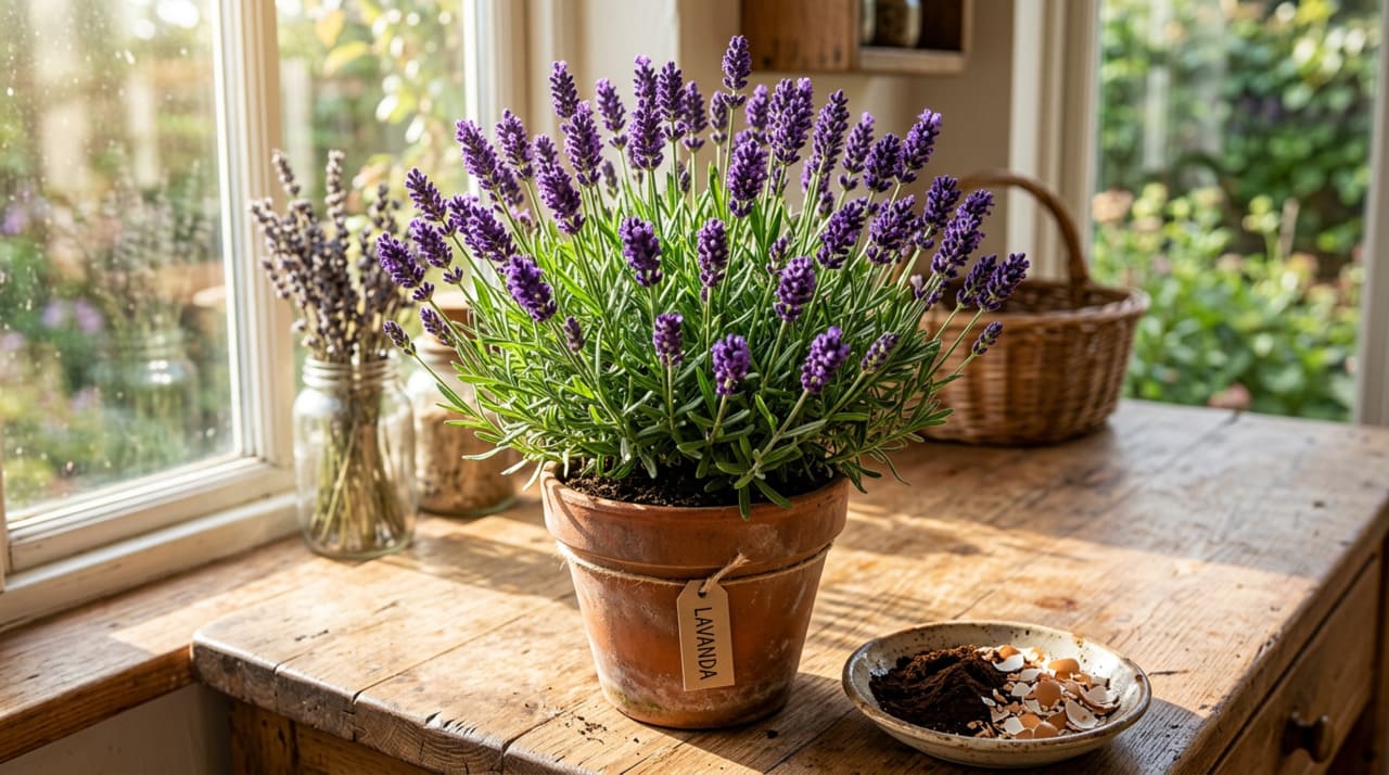A lavanda produz seu perfume característico por meio de óleos essenciais concentrados nas flores e folhas