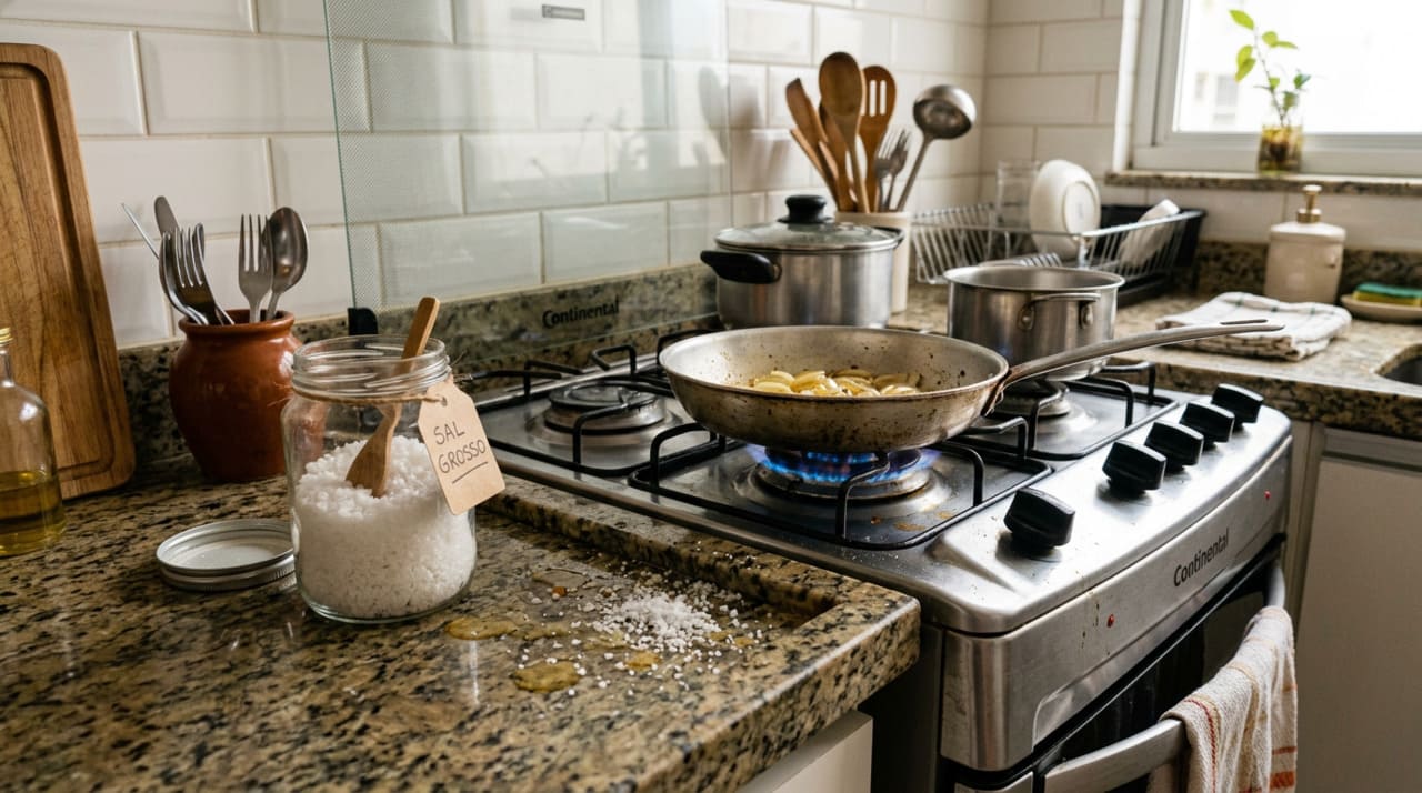 O sal grosso é usado há séculos para conservar alimentos, pois retira parte da umidade e dificulta a ação de micro-organismos em preparos específicos