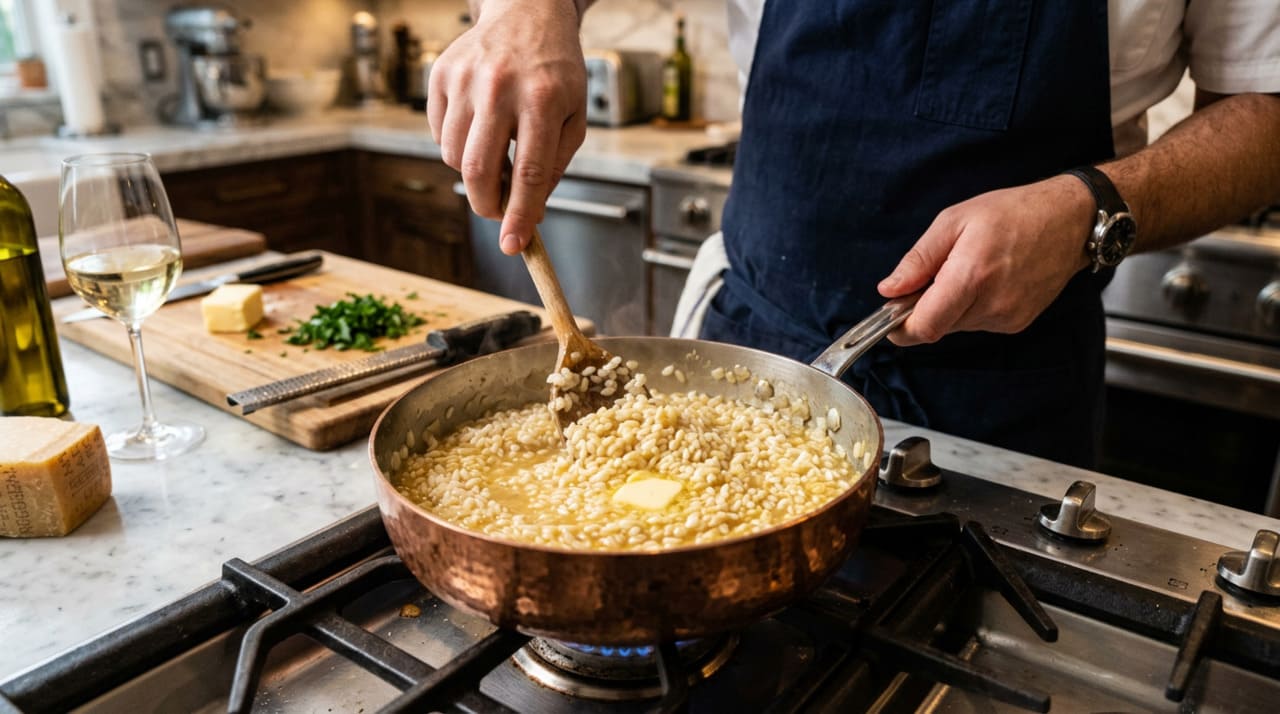 A manteiga usada na base do risoto não é apenas uma gordura para evitar que o arroz grude