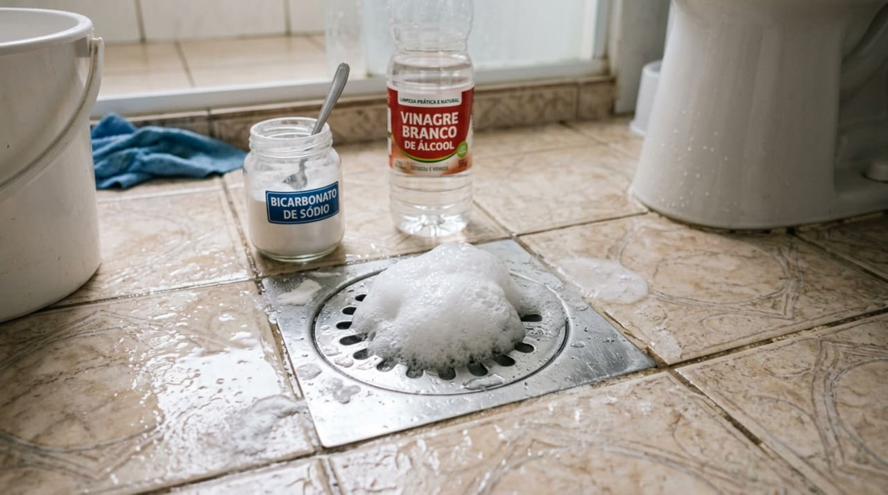 O bicarbonato de sódio é uma base fraca e o vinagre branco contém ácido acético, um ácido leve diluído em água