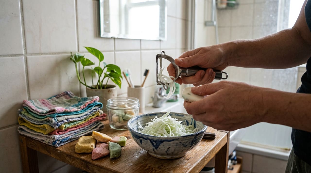 A função de aromatizador natural é provavelmente o uso mais imediato e visível das raspas obtidas dos sabonetes velhos.
