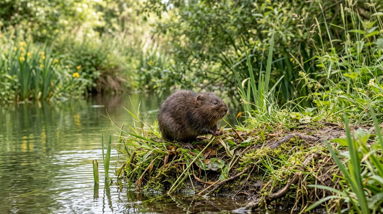 Conhecido em inglês como water vole, o rato-d’água é um pequeno roedor que vive em rios