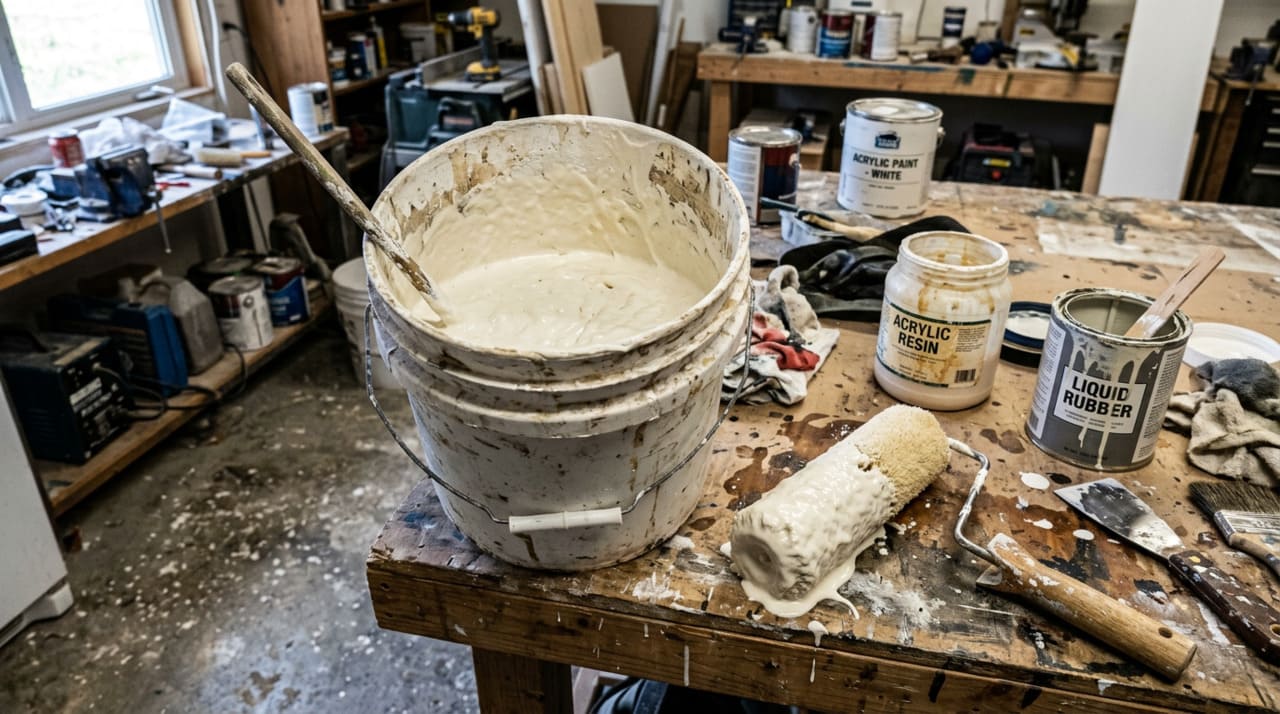 A eficiência da tinta emborrachada vem da combinação estratégica de três componentes principais