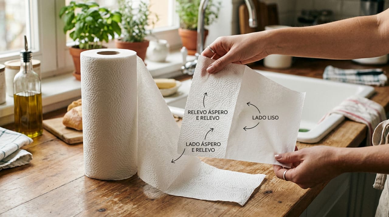 Toda essa diferença entre o lado áspero e o lado liso começa lá na fábrica, quando a folha ainda está nascendo.