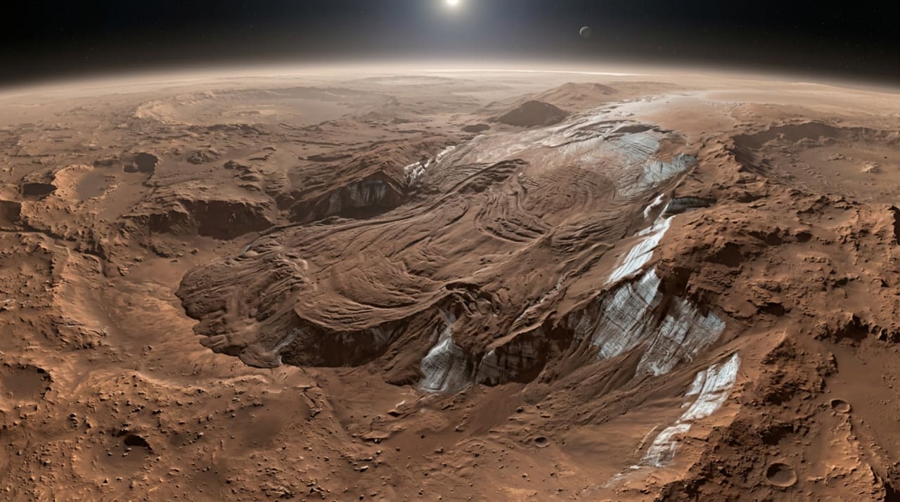 A NASA explora a superfície de Marte e encontra vestígios de “camadas de gelo” datados de 3,6 bilhões de anos