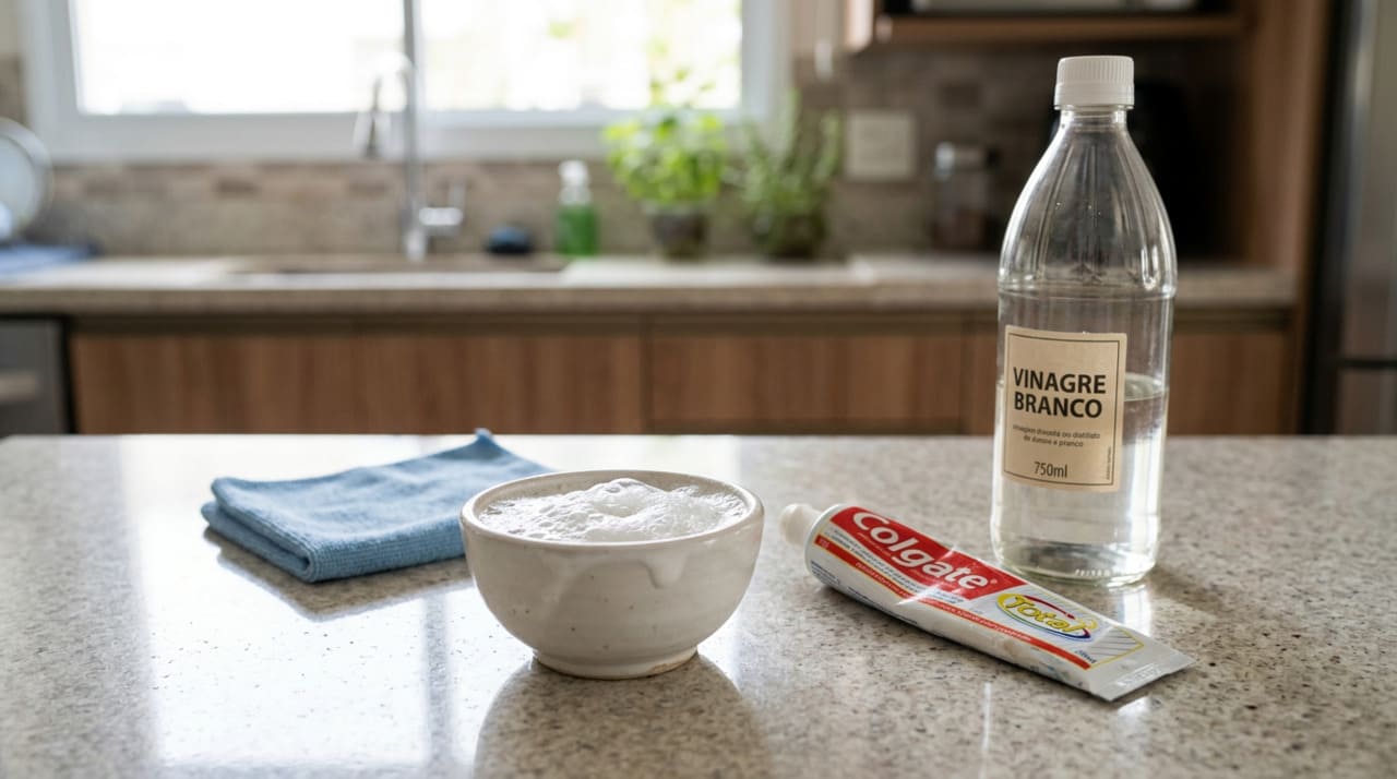 A combinação de pasta de dente com vinagre é versátil o suficiente para funcionar em vários cômodos da casa
